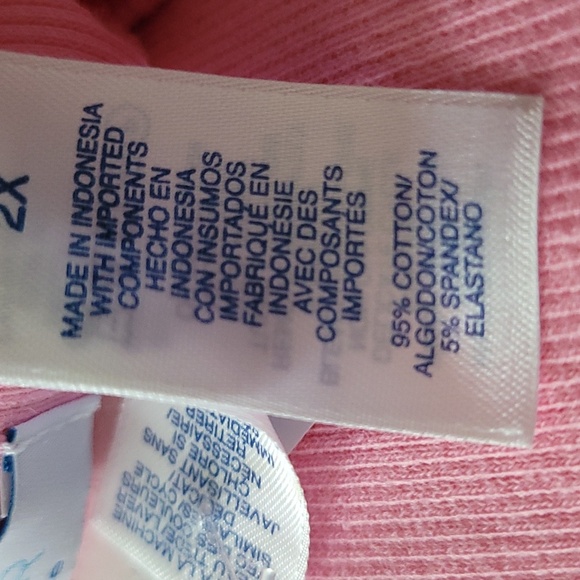 Lizwear Pink V-Neck Rib Tee 2X - Picture 6 of 8